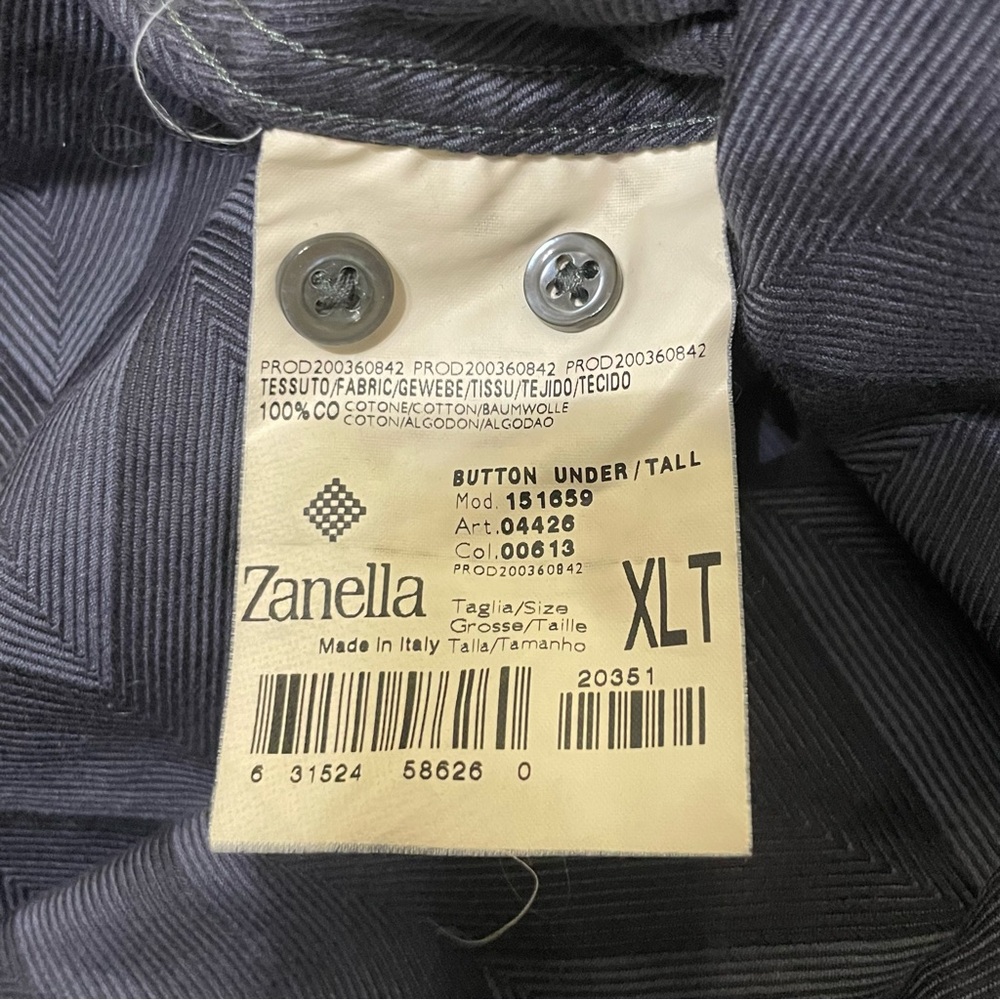 Zanella navy blue chevron cotton dress shirt - Picture 9 of 10